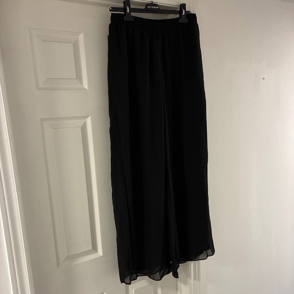 Flowy Wideleg Black Trousers - Picture 1 of 6